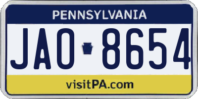 PA license plate JAO8654