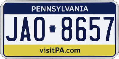 PA license plate JAO8657