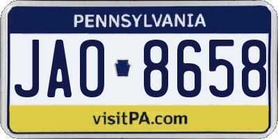 PA license plate JAO8658