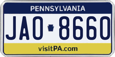 PA license plate JAO8660