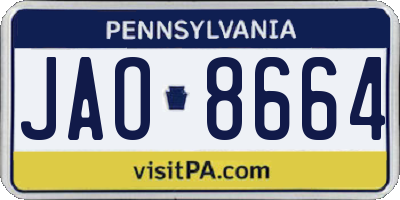 PA license plate JAO8664