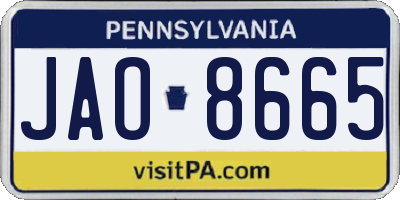 PA license plate JAO8665