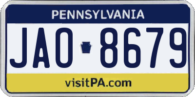 PA license plate JAO8679