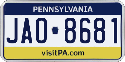 PA license plate JAO8681