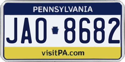 PA license plate JAO8682