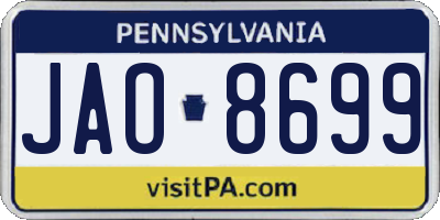 PA license plate JAO8699