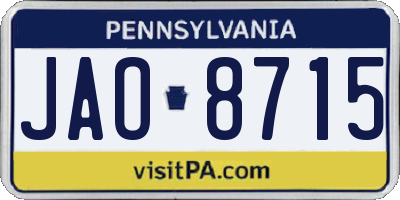PA license plate JAO8715