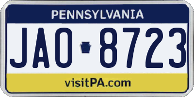 PA license plate JAO8723