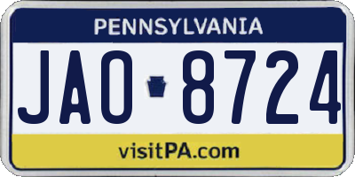 PA license plate JAO8724