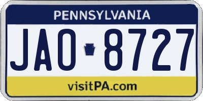 PA license plate JAO8727