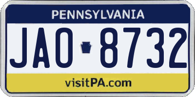 PA license plate JAO8732