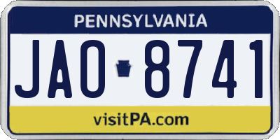 PA license plate JAO8741