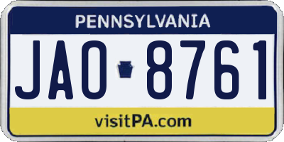 PA license plate JAO8761