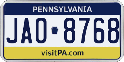 PA license plate JAO8768