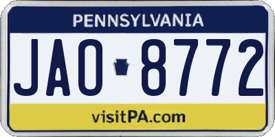 PA license plate JAO8772