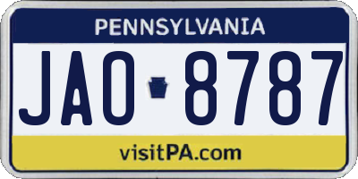 PA license plate JAO8787