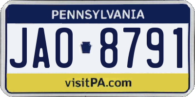 PA license plate JAO8791