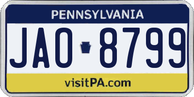 PA license plate JAO8799