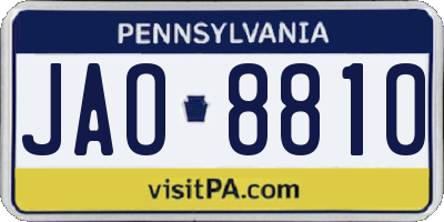 PA license plate JAO8810