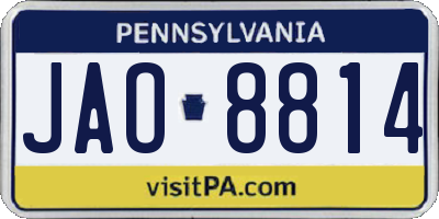 PA license plate JAO8814