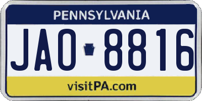 PA license plate JAO8816