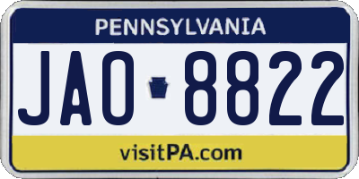 PA license plate JAO8822