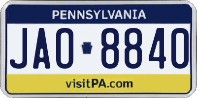 PA license plate JAO8840