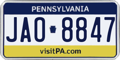 PA license plate JAO8847