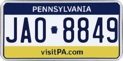 PA license plate JAO8849