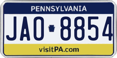 PA license plate JAO8854
