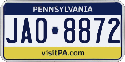 PA license plate JAO8872