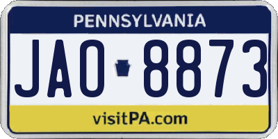 PA license plate JAO8873