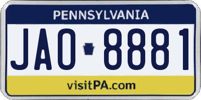 PA license plate JAO8881