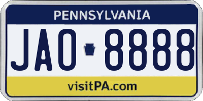 PA license plate JAO8888