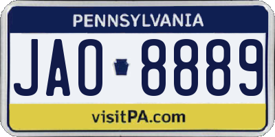 PA license plate JAO8889