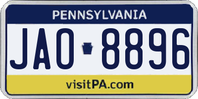 PA license plate JAO8896