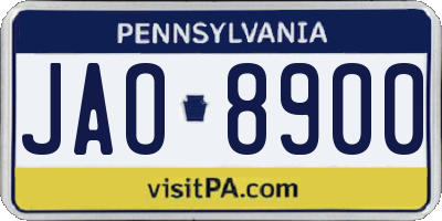 PA license plate JAO8900