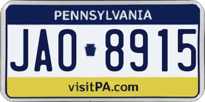 PA license plate JAO8915