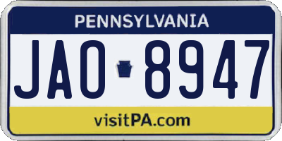 PA license plate JAO8947