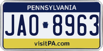 PA license plate JAO8963