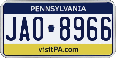 PA license plate JAO8966