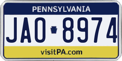 PA license plate JAO8974