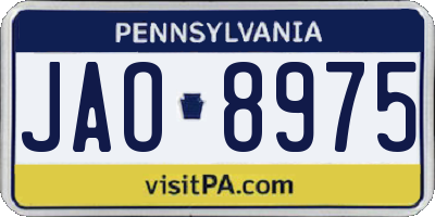 PA license plate JAO8975
