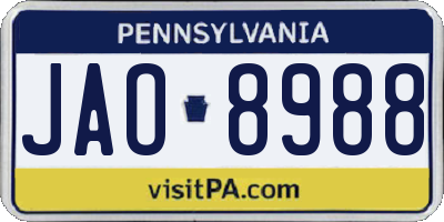 PA license plate JAO8988