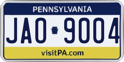 PA license plate JAO9004