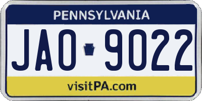 PA license plate JAO9022
