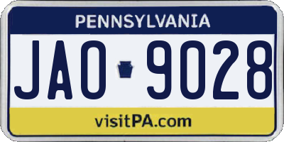 PA license plate JAO9028