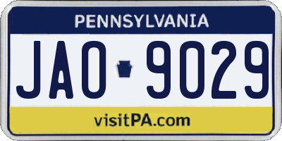 PA license plate JAO9029