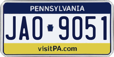 PA license plate JAO9051