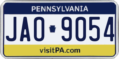 PA license plate JAO9054